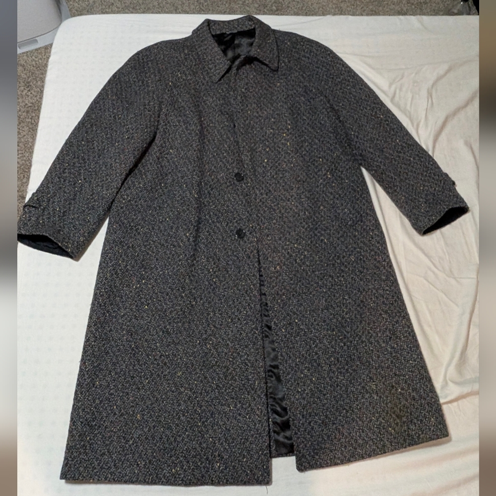 Vintage Bloomingdale's The Men's Store Via Europa Gray Wool Long Overcoat, Italy